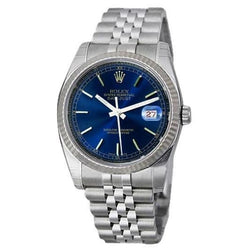 Date Just Rolex Mens Watch Blue Stick Dial Ss Datejust QUICK SET