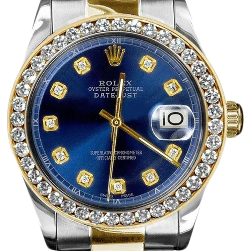 Datejust Rolex Men Yellow Gold Ss Two Tone Watch QUICK SET