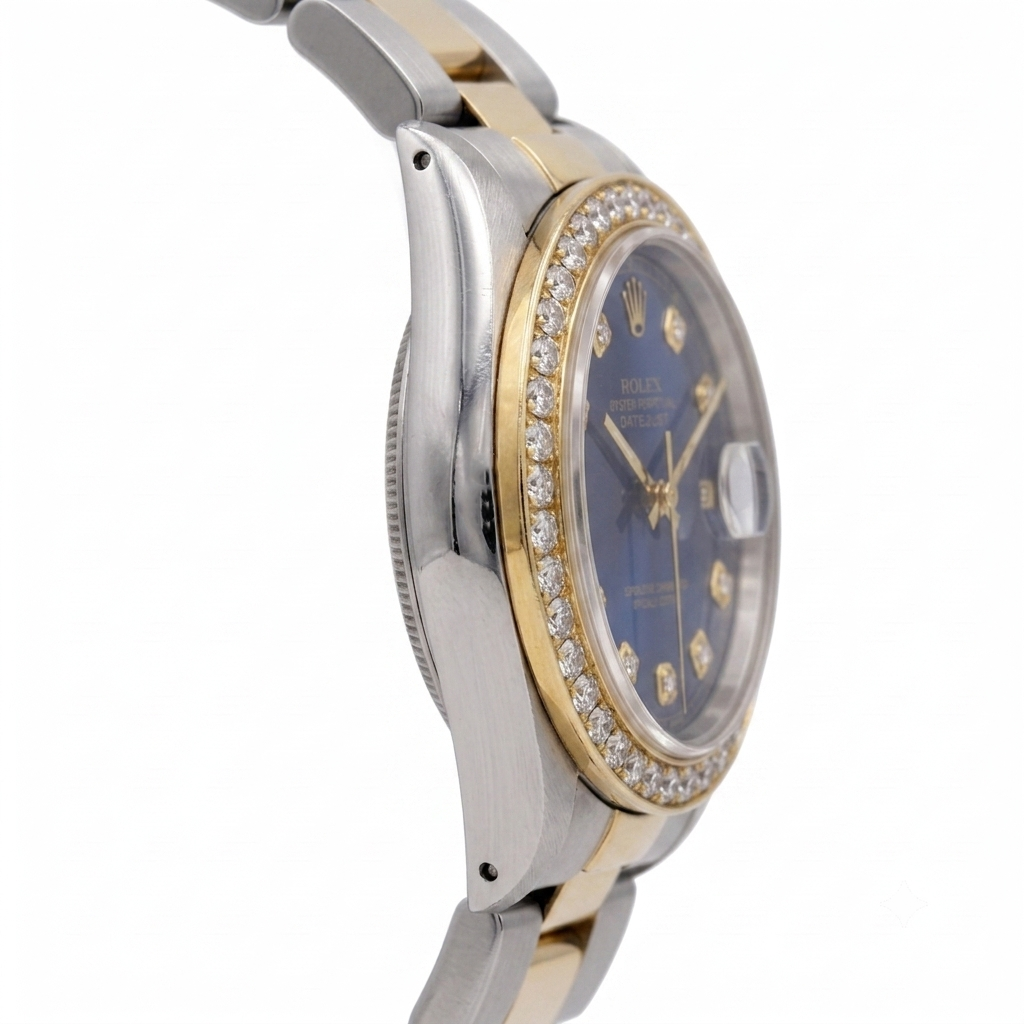 Datejust Rolex Men Yellow Gold Ss Two Tone Watch QUICK SET