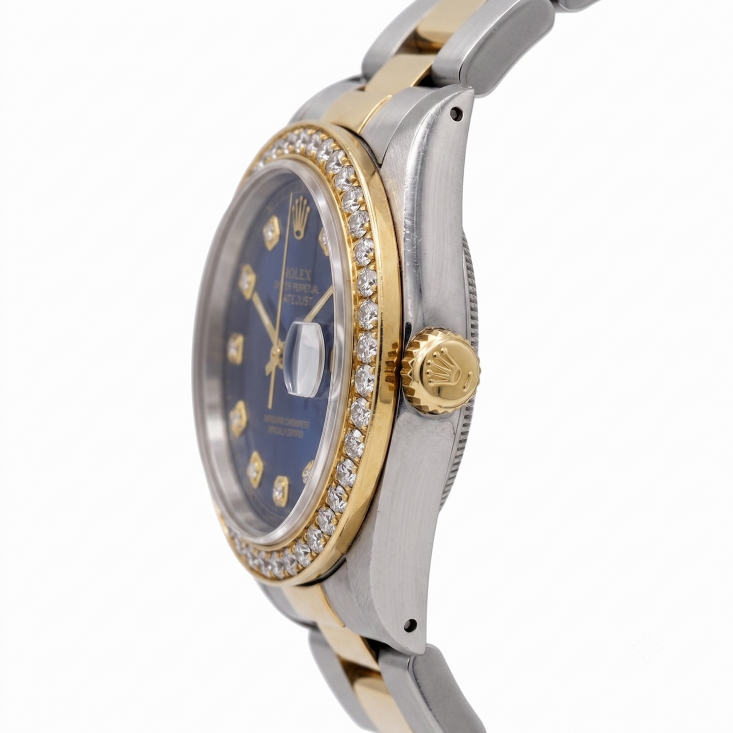 Datejust Rolex Men Yellow Gold Ss Two Tone Watch QUICK SET