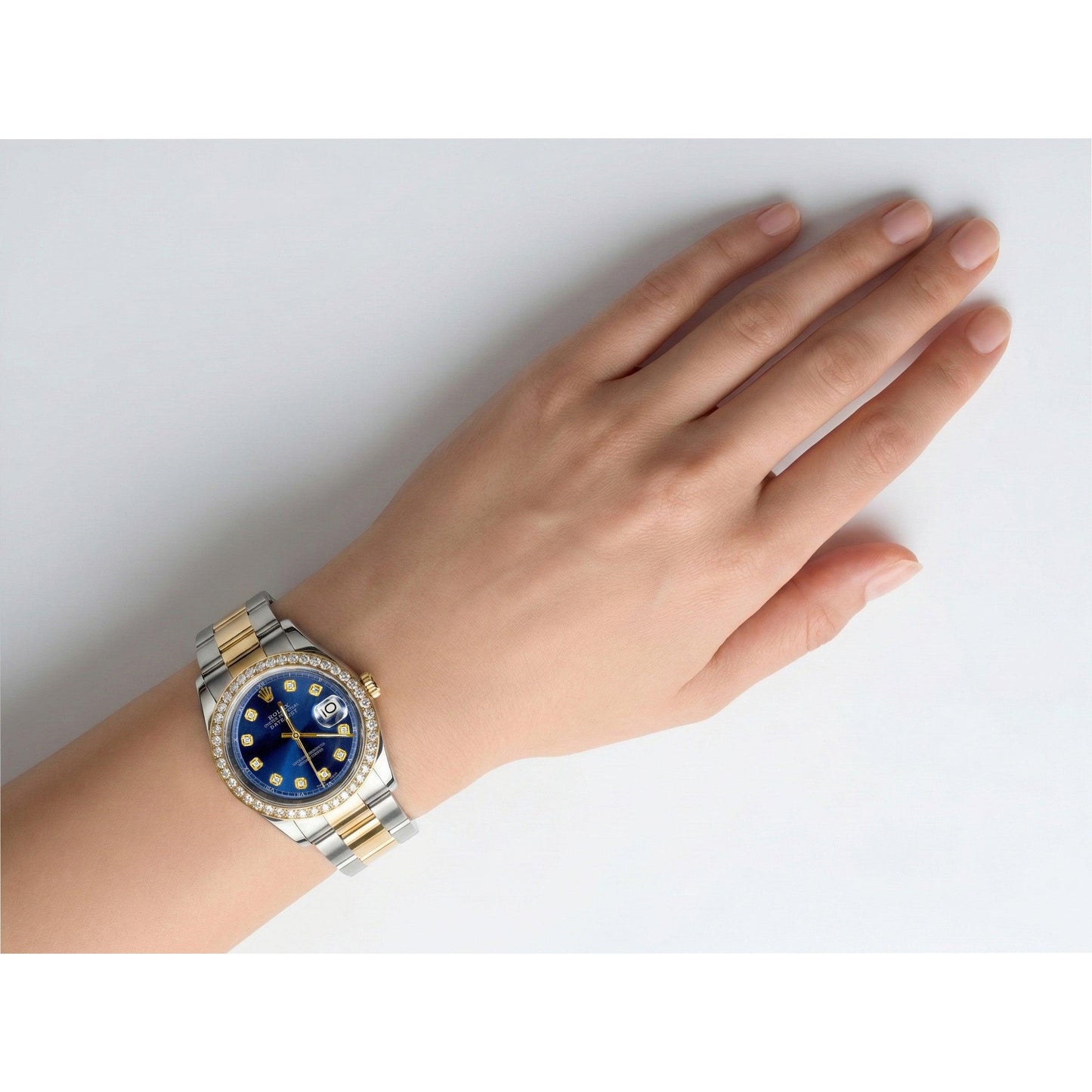 Datejust Rolex Men Yellow Gold Ss Two Tone Watch QUICK SET