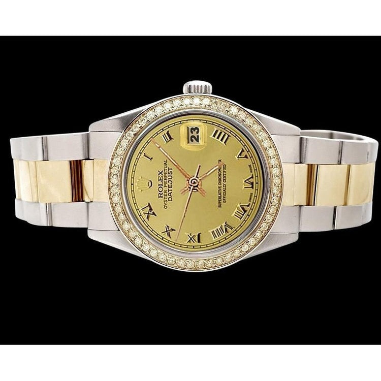 Champagne Roman Dial Watch Ss & Gold