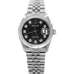 Datejust Rolex Black Diamond Dial Lady Men Watch Jubilee Ss