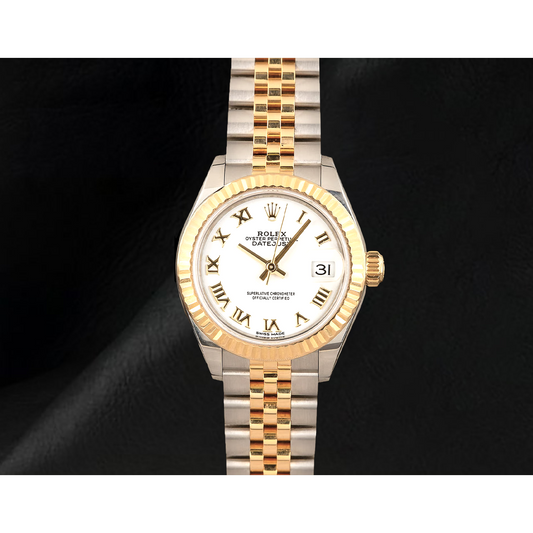 Datejust 279173 Rolex White Roman Dial Two Tone Women Watch