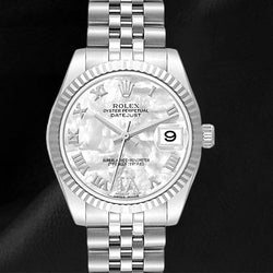 Datejust 31 mm Ladies Rolex Mother Of Pearl Diamond Steel White Gold Watch