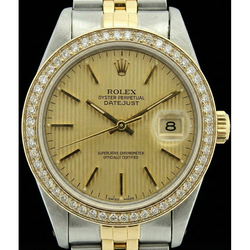 Datejust Champagne Stick Dial Rolex Lady Watch Ss & Bezel