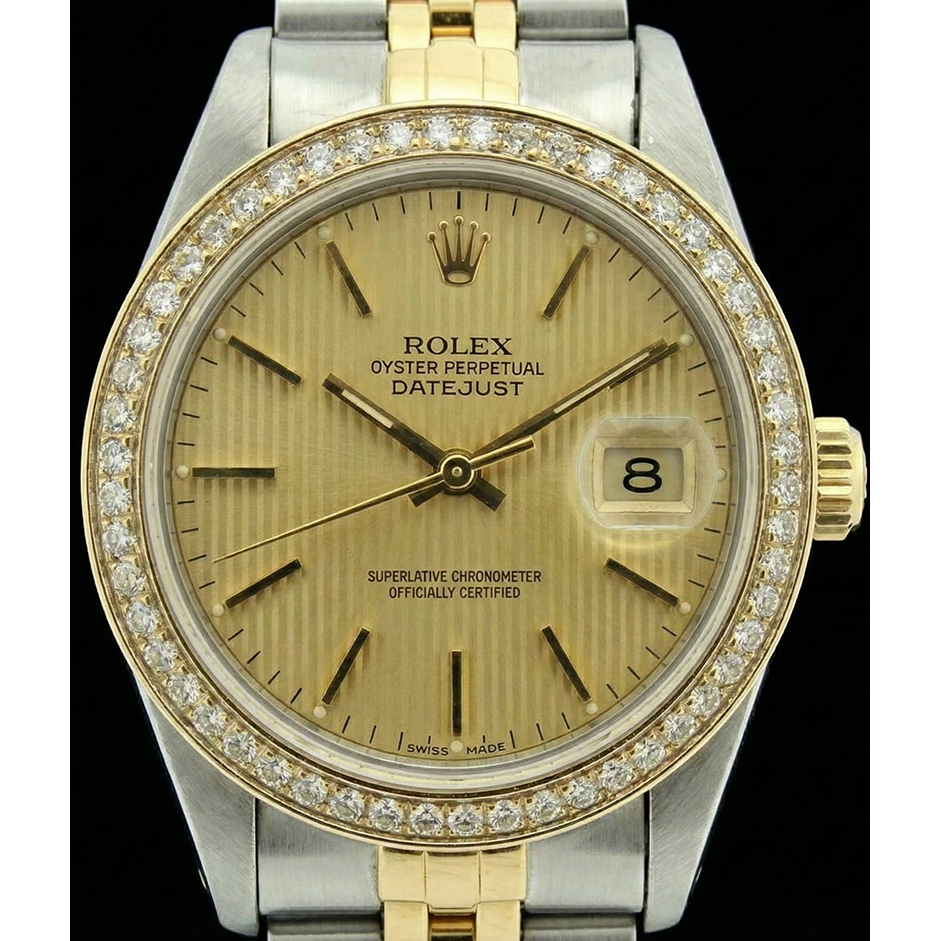 Datejust Champagne Stick Dial Rolex Lady Watch Ss & Bezel