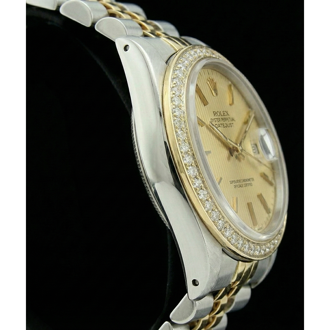 Datejust Champagne Stick Dial Rolex Lady Watch Ss & Bezel