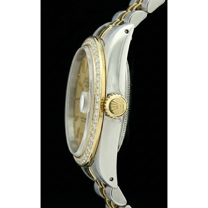 Datejust Champagne Stick Dial Rolex Lady Watch Ss & Bezel