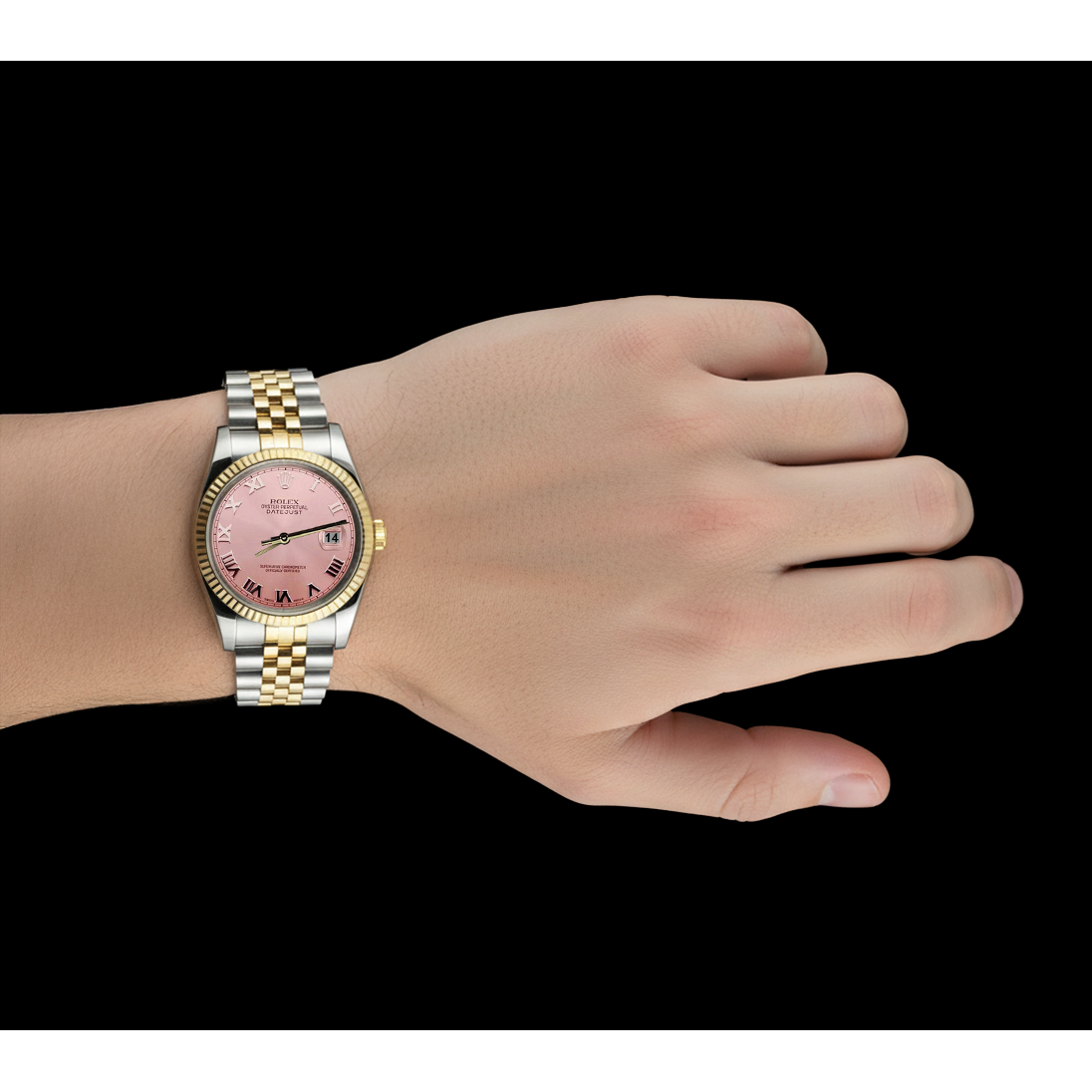 Datejust Men Rolex Watch Pink Roman Two Tone Jubilee Bracelet QUICK SET