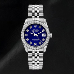 Datejust Rolex 26mm Diamond Bezel Blue Diamond Dial 6916 Stainless Steel Watch