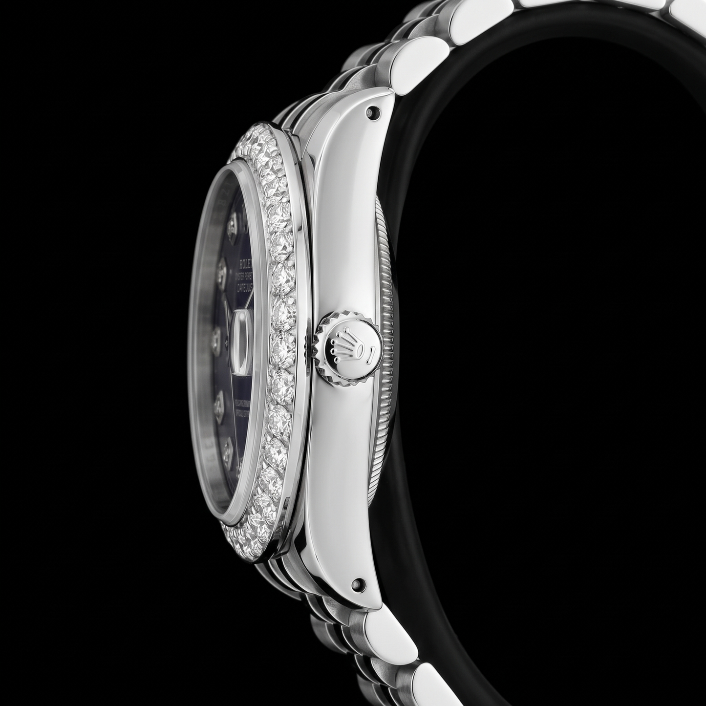 Datejust Rolex 26mm Diamond Bezel Blue Diamond Dial 6916 Stainless Steel Watch
