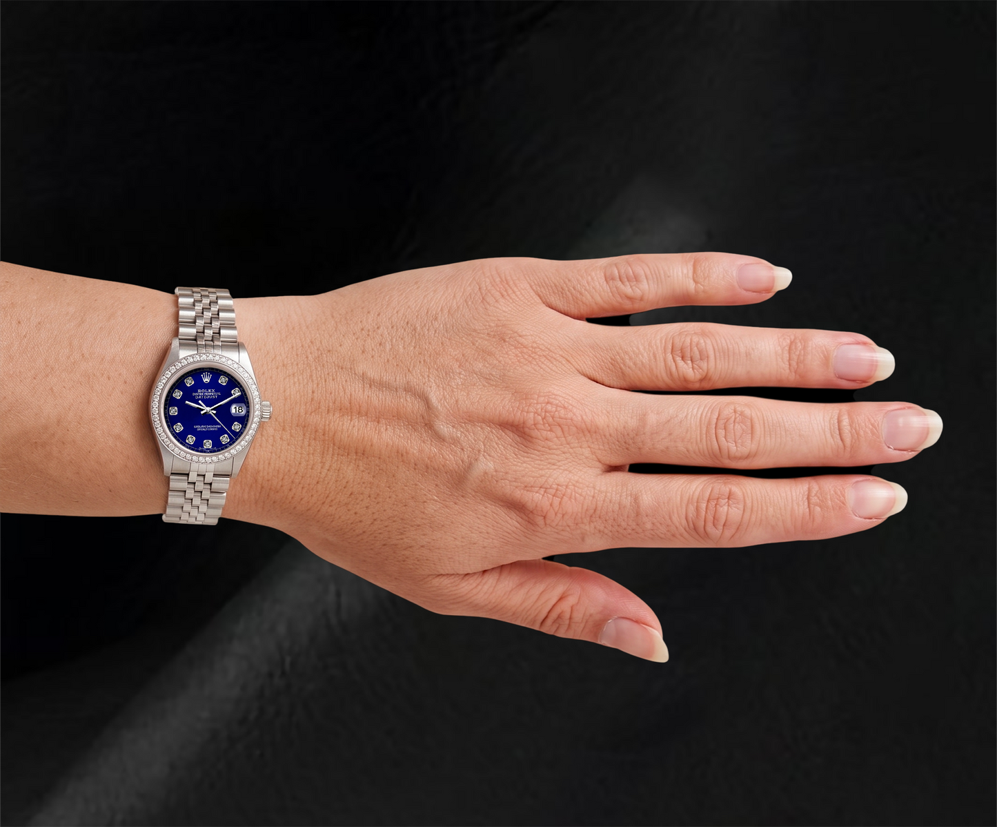 Datejust Rolex 26mm Diamond Bezel Blue Diamond Dial 6916 Stainless Steel Watch