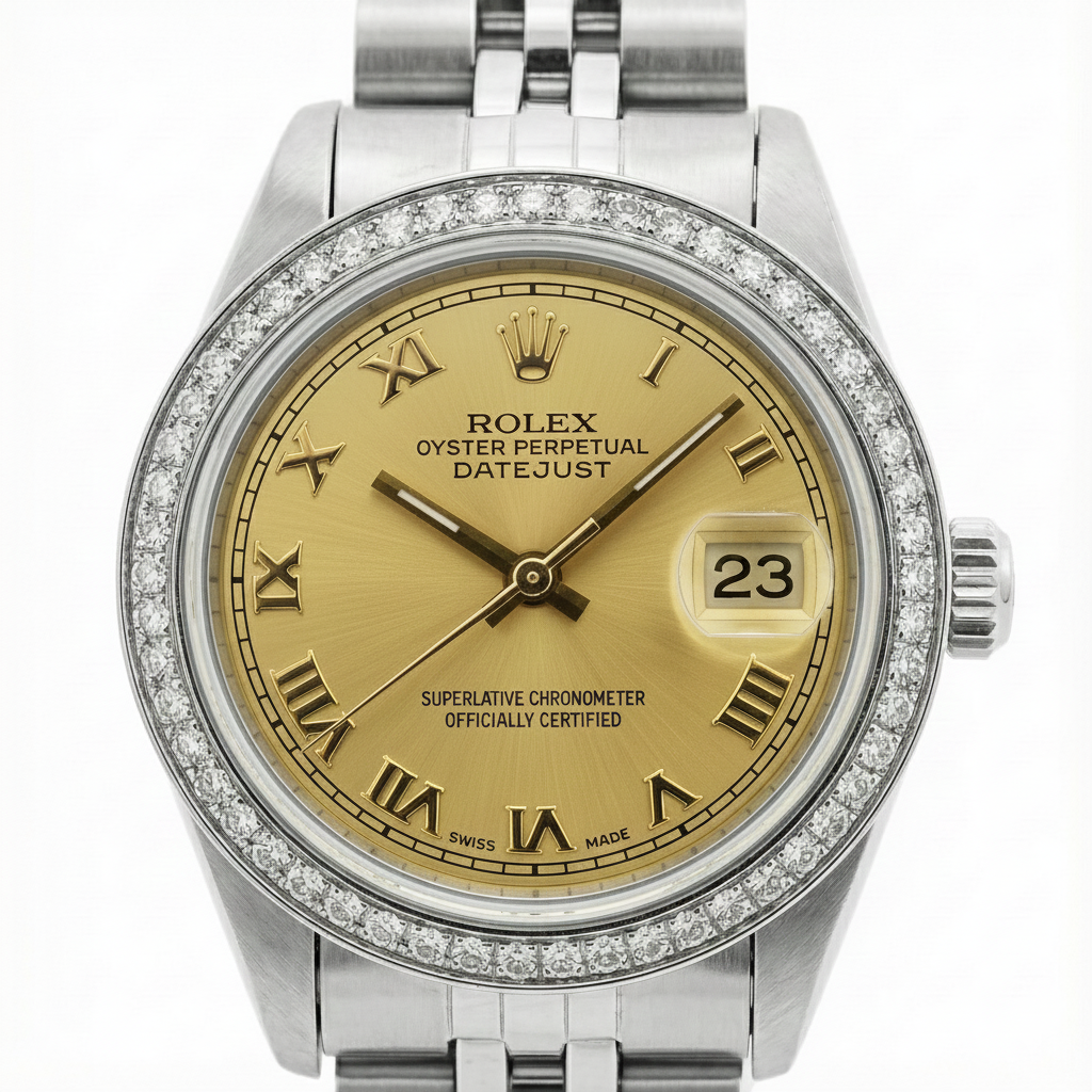 Datejust Ss Jubilee Lady Watch Rolex Diamond Bezel