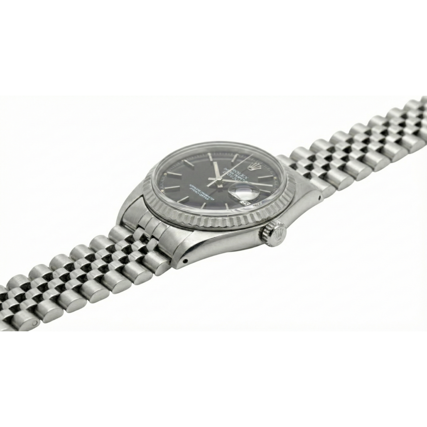 Datejust Stick Dial Fluted Bezel Watch Rolex Ss Jubilee