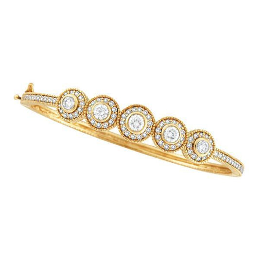 Designer Genuine Diamond Bangle Yellow Gold 14K 2.57 Carats