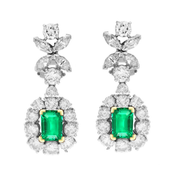 14K Two Tone Gold Gemstone Earring with Fine Emerald – 1.50 ct