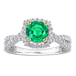Luxury Fine Emerald Gemstone Ring – 2 ct Two-Tone 14K Gold