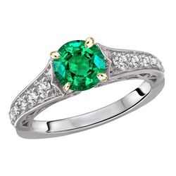 Genuine Round Cut Emerald Precious Stone Ring – 2.50 ct in 14K