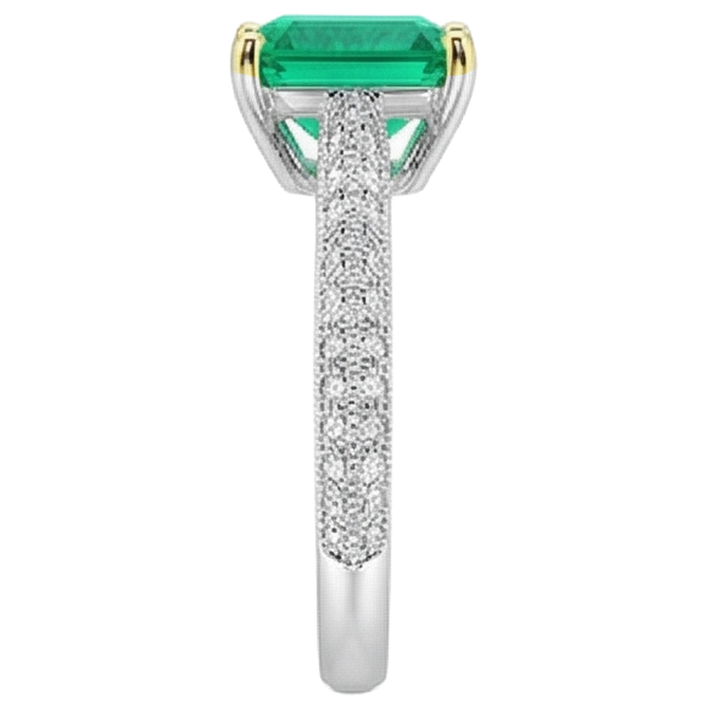 Radiant Emerald Gemstone Ring 2 ct – angle view