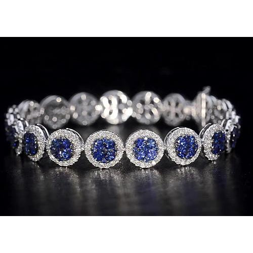 Diamond Tennis Bracelet Ceylon Blue Sapphire Jewelry