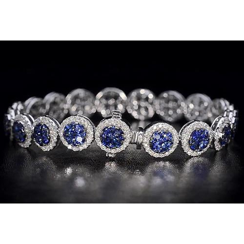 Diamond Tennis Bracelet Ceylon Blue Sapphire Jewelry