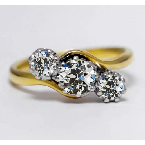 Fine Diamond 3-Stone Ring 1-ct 14K Two Tone Gold – main view