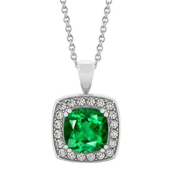 Natural Earth Mined Diamond And Green Emerald Pendant With Chain 5.75 Carats