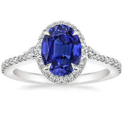 Diamond And Oval Sapphire Ring