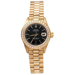 Diamond Bezel Black Stick Dial Rolex President Style Watch Dj Yg