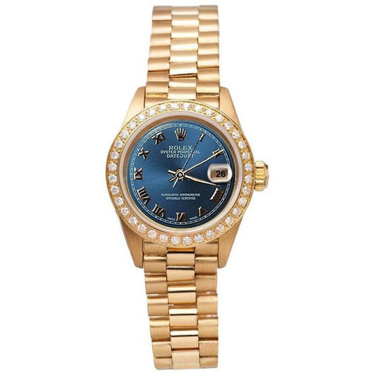 Blue Roman Dial Rolex Yg President Style Watch