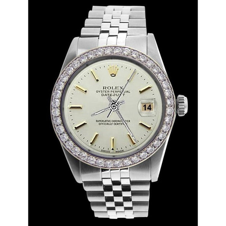 Gents Rolex White Stick Dial Ss