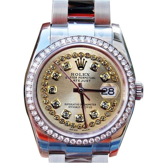 Man Rolex Watch Ss String Diamond Dial