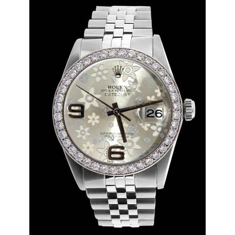 Bezel Flower Dial Datejust Rolex Men's Watch