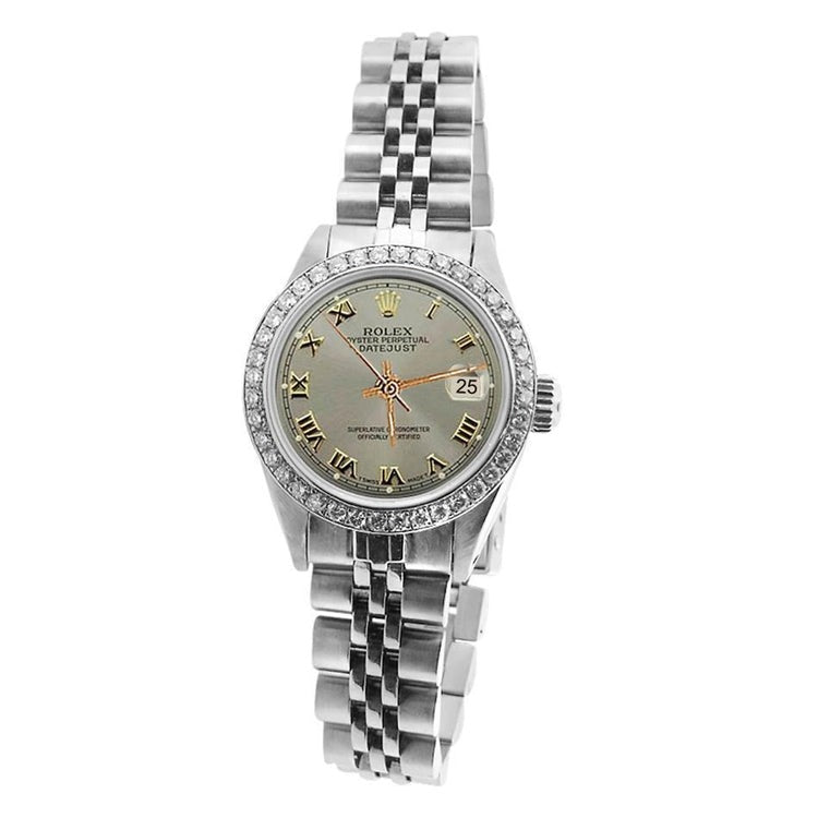 Gray Roman Women Rolex Watch Ss