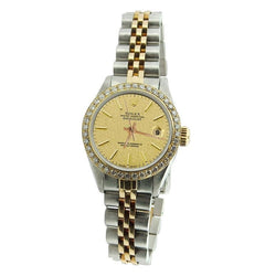 Diamond Bezel Jubilee Ss & Gold Rolex Datejust  Stick Dial Lady