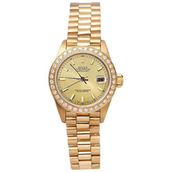 Natural Earth Mined Diamond Bezel Presidential Style Watch G Champagne Stick Dial Dj