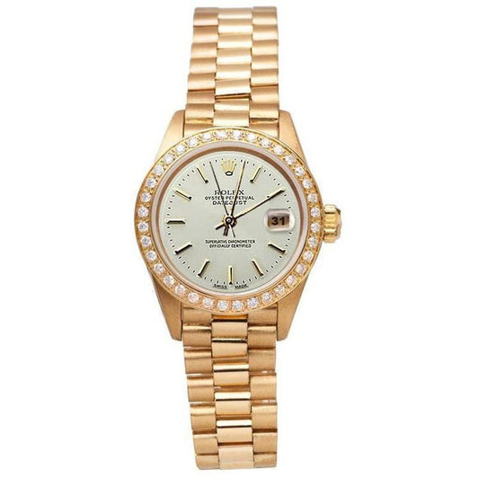 Bezel Rolex Dj Presidential Style Watch White Stick