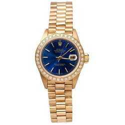 Diamond Bezel Rolex Dj Women Watch President Style Yg Blue Stick