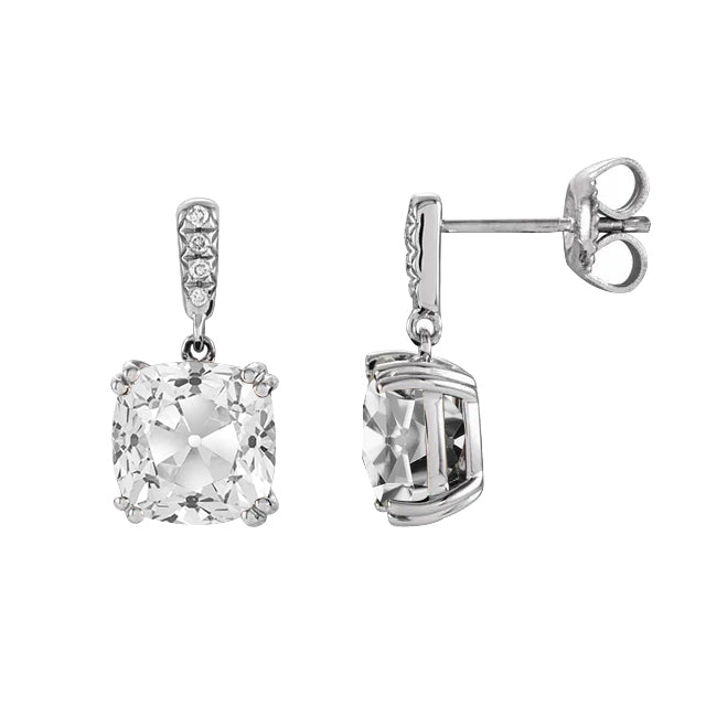 Genuine Brilliant Diamond Drop Earrings 3 ct 14K White Gold – main view
