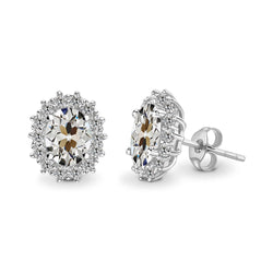 Natural Old Mine Cut Brilliant Diamond Stud Earrings – 5.50 ct