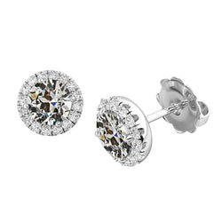 14K White Gold Antique Cushion Diamond Drop Earrings 1 ct