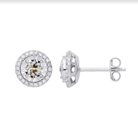 Earth-Mined Brilliant Diamond Earrings 4 ct 14K White Gold – main view