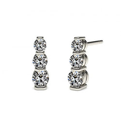 Earth Mined Diamond Long Drop Earrings 3.50 Carats Old Miner White Gold