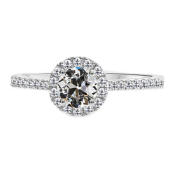 Handcrafted Halo Setting Ring with Antique Cushion Fine Diamond