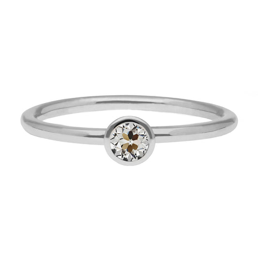 Brilliant Diamond Antique Cushion Single Stone Ring in 14K White Gold – main view
