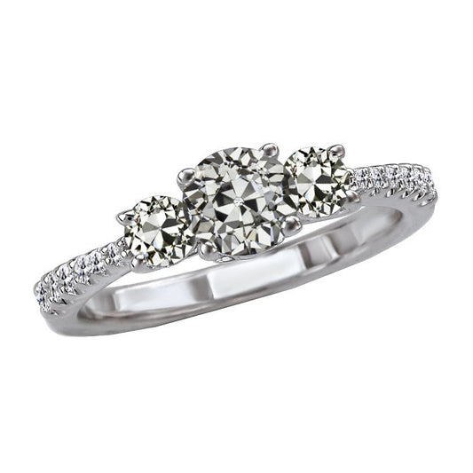 Solitaire with Side Stones 14K White Gold with Brilliant Diamond – main view
