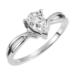 14K White Gold Twisted Shank Fine Diamond Single Stone Ring 2 ct