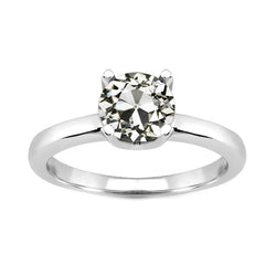 Genuine Fine Diamond Solitaire Ring – 14K White Gold 2 ct