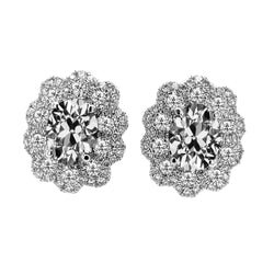 Authentic Antique Cushion Diamond Earrings – 2 ct in 14 Karat